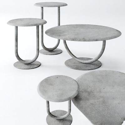 现代混凝土茶几组合